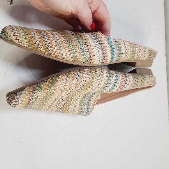 Colorful Boho Woven Straw Slip on Serra Mule Flats size 8 - Picture 5 of 10